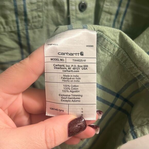 ✨Carhartt Loose Fit Midweight Plaid Sz Large Shirt - Short Sleeve✨ - Picture 8 of 8